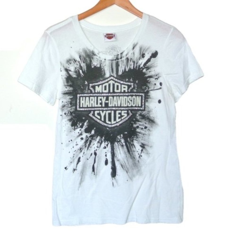 Harley‎ Davidson Bling White Tee S